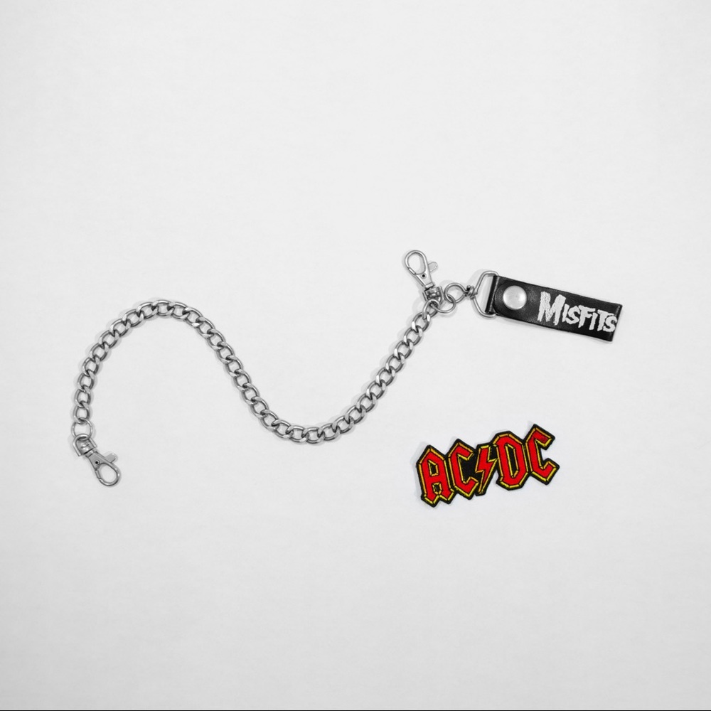 Misfits Punk Wallet Chain ACDC Patch Keychain